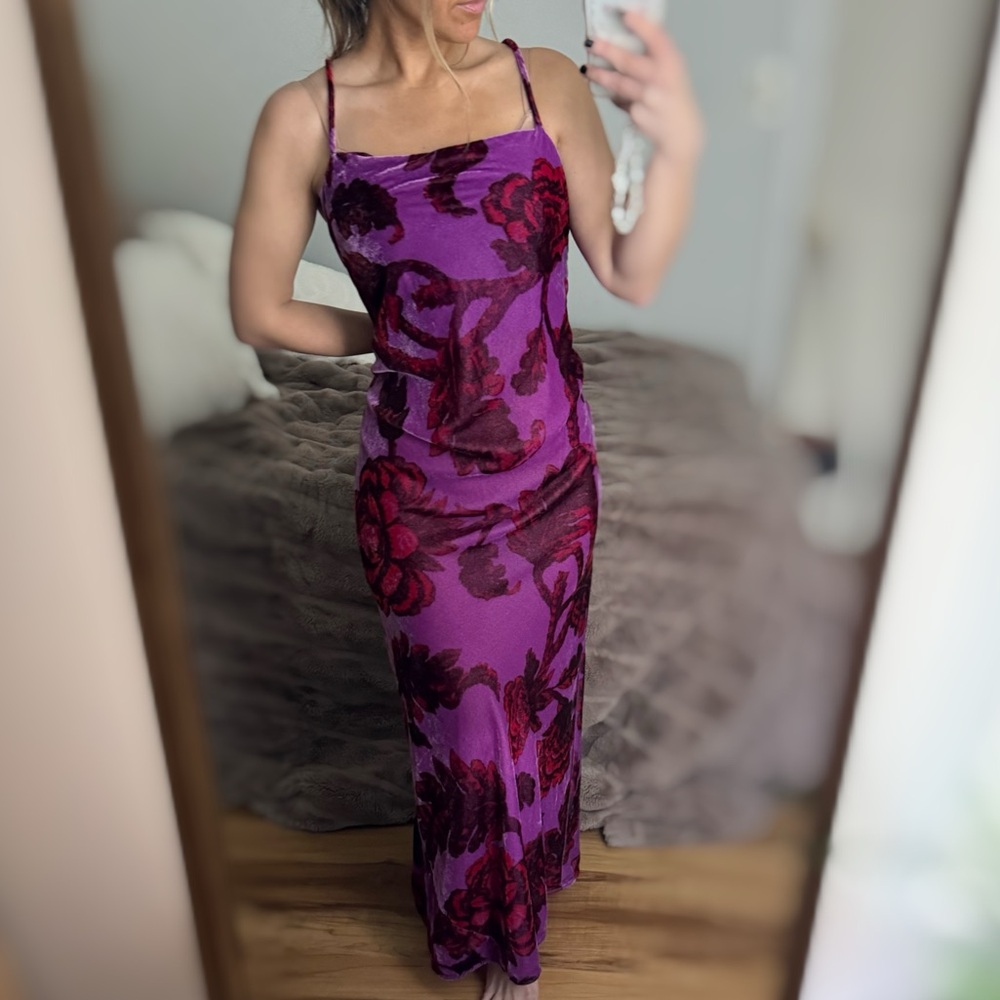 Rhode Jemima Velvet Slip Dress floral 8